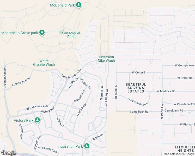 map of restaurants, bars, coffee shops, grocery stores, and more near 20579 West Oregon Avenue in Buckeye