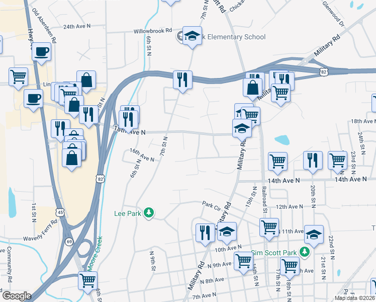 map of restaurants, bars, coffee shops, grocery stores, and more near 1701 Pleasant Ridge Circle in Columbus