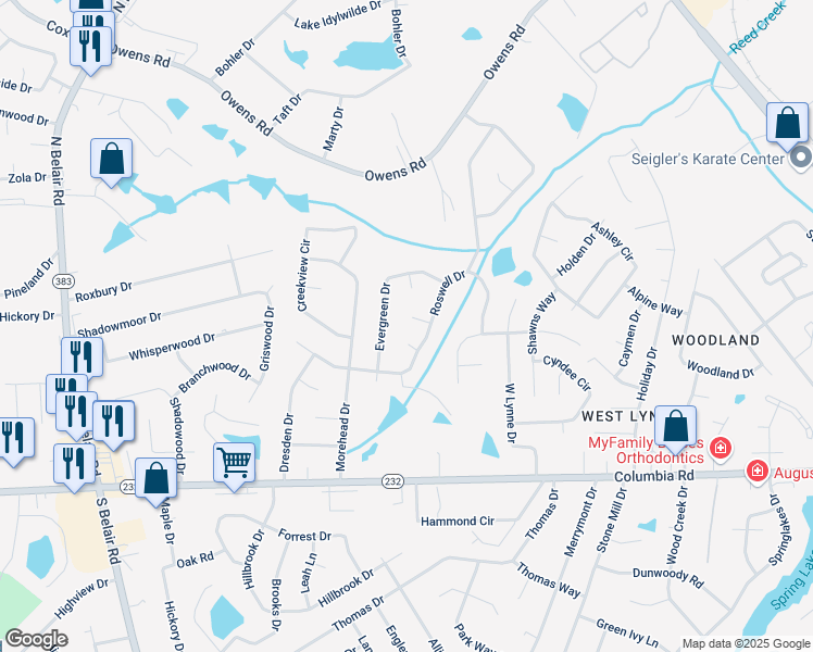 map of restaurants, bars, coffee shops, grocery stores, and more near 154 Greensprings Court in Martinez
