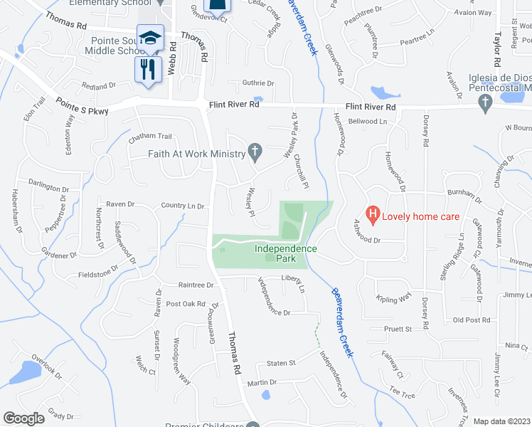 map of restaurants, bars, coffee shops, grocery stores, and more near 424 Sir Winston Court in Jonesboro