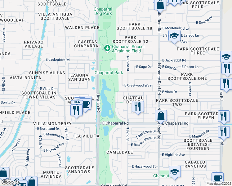 map of restaurants, bars, coffee shops, grocery stores, and more near 5142 North 81st Street in Scottsdale