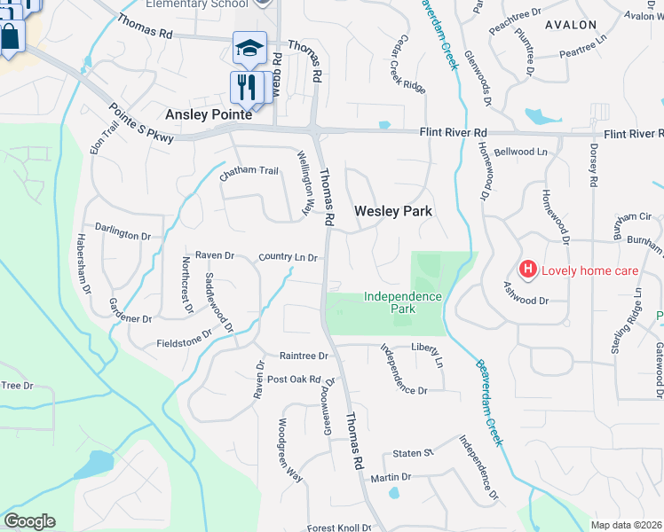 map of restaurants, bars, coffee shops, grocery stores, and more near 8892 Thomas Road in Jonesboro