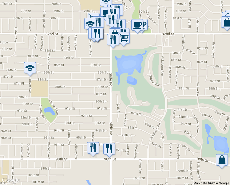 map of restaurants, bars, coffee shops, grocery stores, and more near 8902 York Place in Lubbock