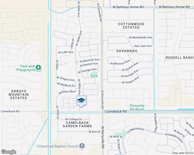 map of restaurants, bars, coffee shops, grocery stores, and more near 5303 North 187th Lane in Litchfield Park