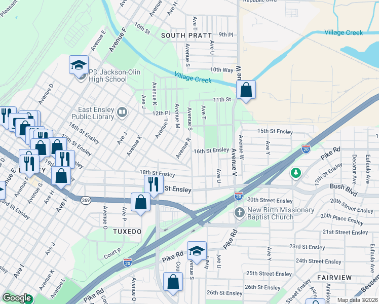 map of restaurants, bars, coffee shops, grocery stores, and more near 1300 Avenue South in Birmingham