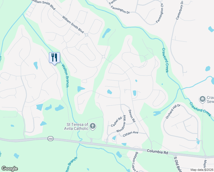 map of restaurants, bars, coffee shops, grocery stores, and more near 1016 Leigh Lake Road in Grovetown