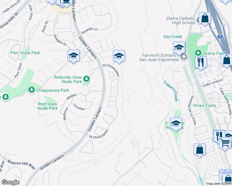map of restaurants, bars, coffee shops, grocery stores, and more near 12 Pointe San Pablo in Laguna Niguel