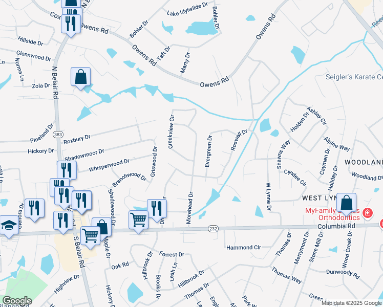 map of restaurants, bars, coffee shops, grocery stores, and more near 141 Morehead Drive in Martinez