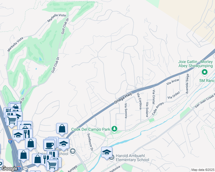 map of restaurants, bars, coffee shops, grocery stores, and more near 30932 Steeplechase Drive in San Juan Capistrano