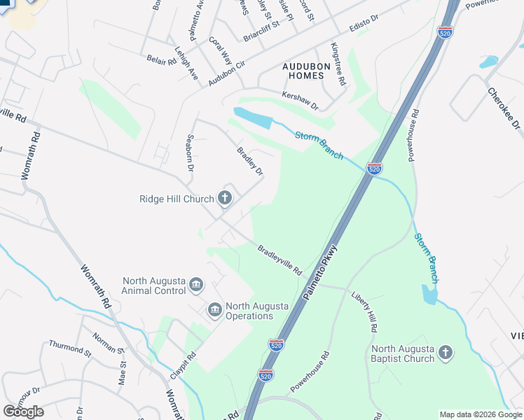 map of restaurants, bars, coffee shops, grocery stores, and more near 370 Woodberry Lane in North Augusta
