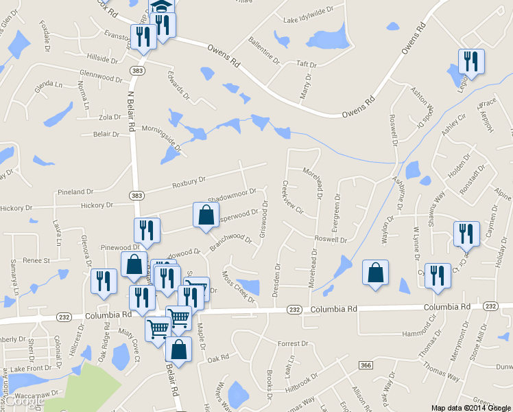map of restaurants, bars, coffee shops, grocery stores, and more near 4419 Whisperwood Drive in Martinez