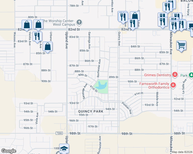 map of restaurants, bars, coffee shops, grocery stores, and more near 8810 Rochester Avenue in Lubbock