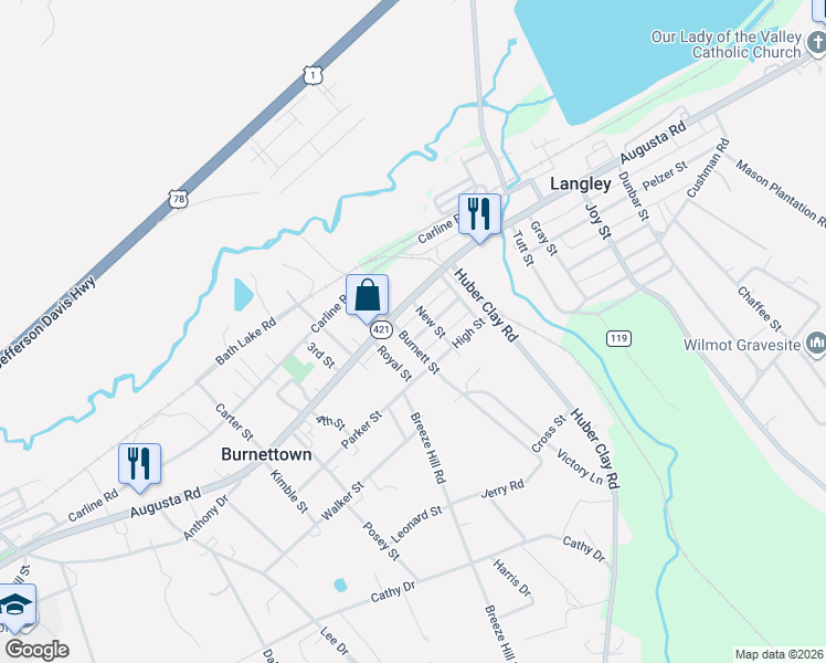 map of restaurants, bars, coffee shops, grocery stores, and more near 26 Robinson Street in Warrenville