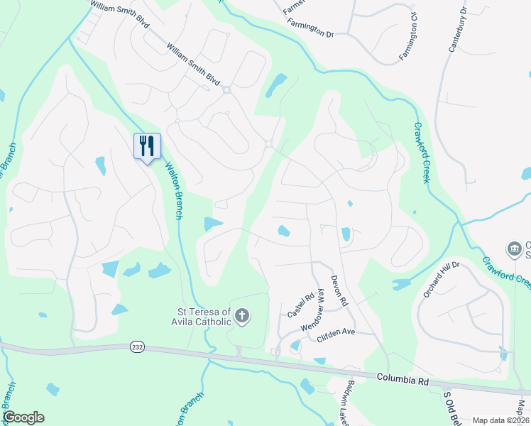 map of restaurants, bars, coffee shops, grocery stores, and more near 1016 Leigh Lake Road in Grovetown
