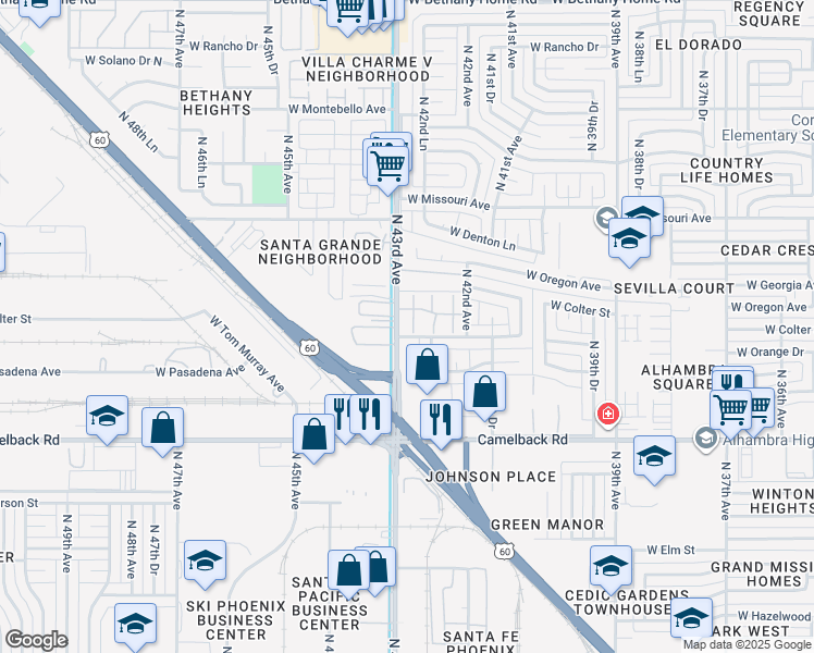map of restaurants, bars, coffee shops, grocery stores, and more near 5207 North 42nd Parkway in Phoenix