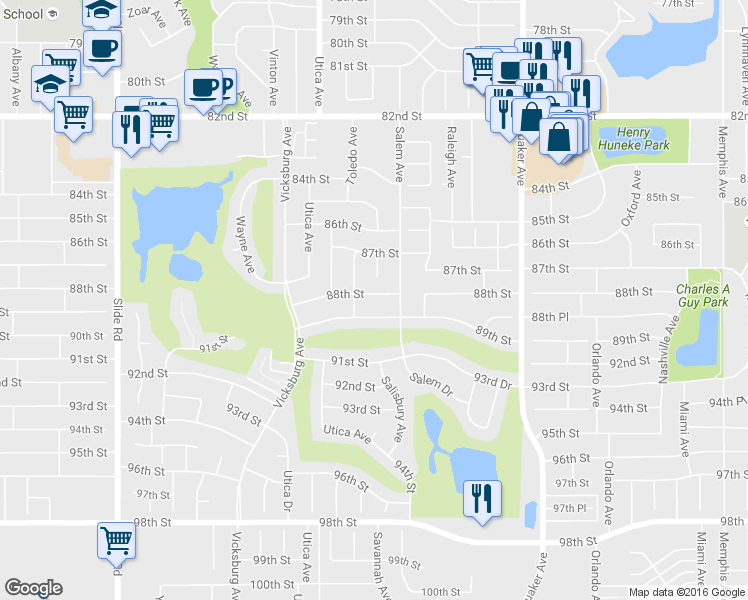 map of restaurants, bars, coffee shops, grocery stores, and more near 4607 88th Street in Lubbock