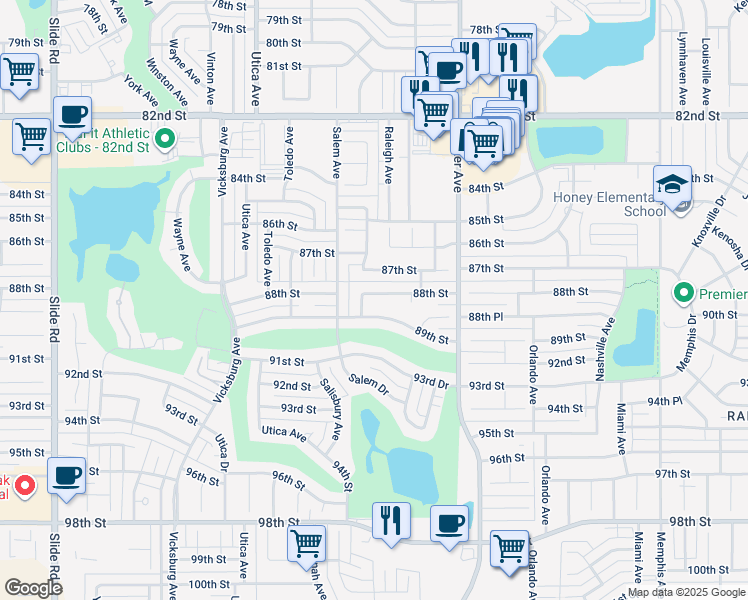 map of restaurants, bars, coffee shops, grocery stores, and more near 4425 88th St in Lubbock