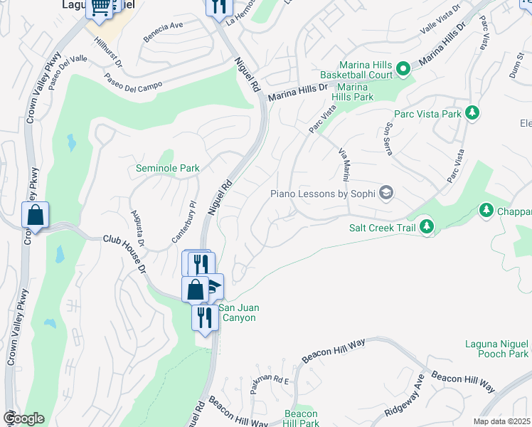 map of restaurants, bars, coffee shops, grocery stores, and more near 29 Siena in Laguna Niguel