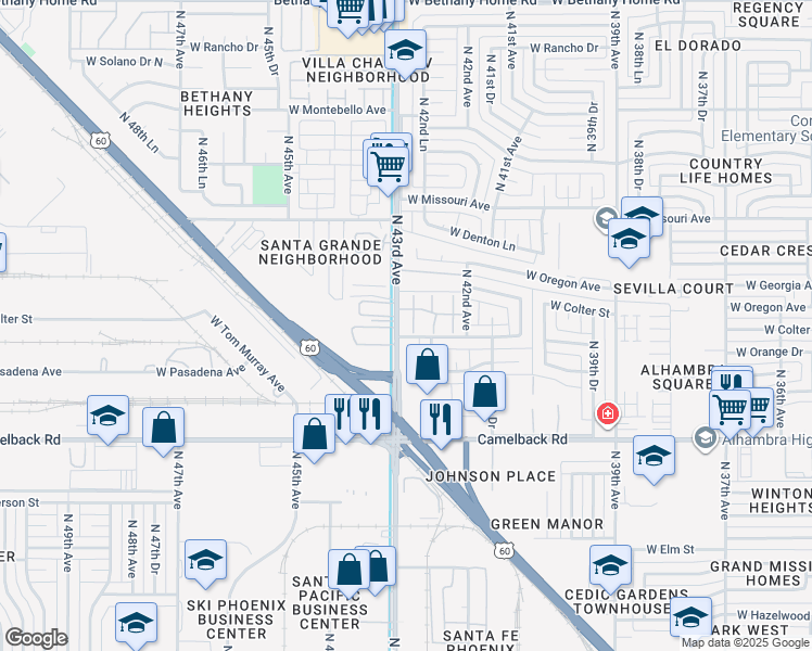 map of restaurants, bars, coffee shops, grocery stores, and more near 5207 North 42nd Parkway in Phoenix