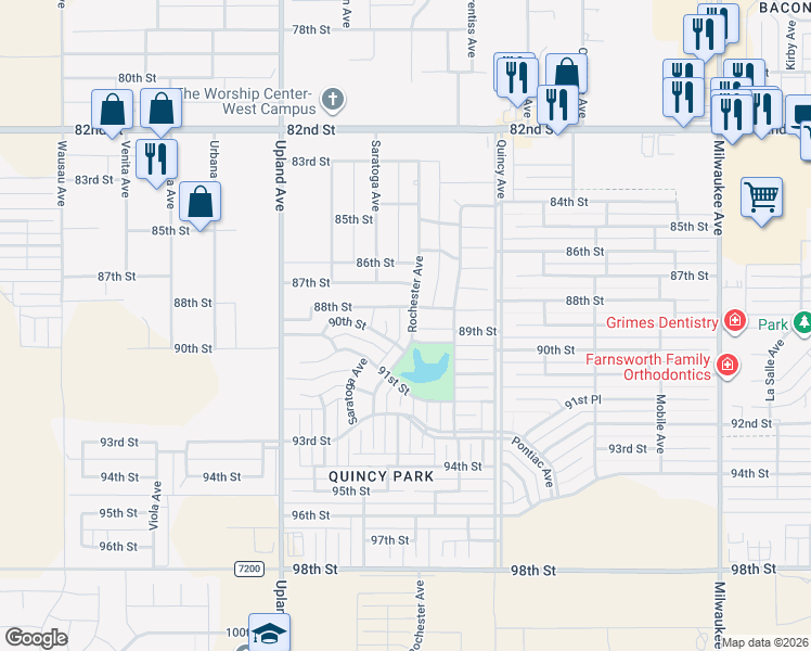 map of restaurants, bars, coffee shops, grocery stores, and more near 8810 Rochester Avenue in Lubbock