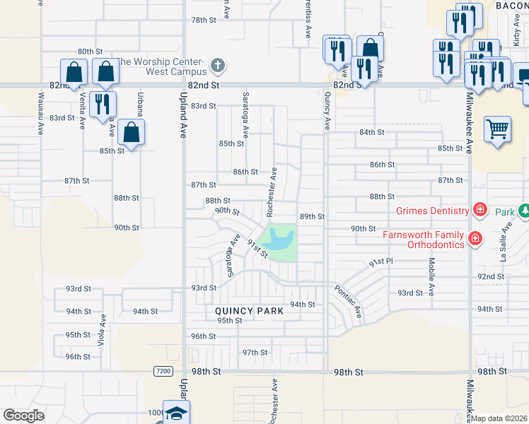 map of restaurants, bars, coffee shops, grocery stores, and more near 8810 Rochester Avenue in Lubbock