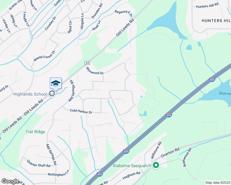 map of restaurants, bars, coffee shops, grocery stores, and more near 4908 Branch Mill Circle in Birmingham