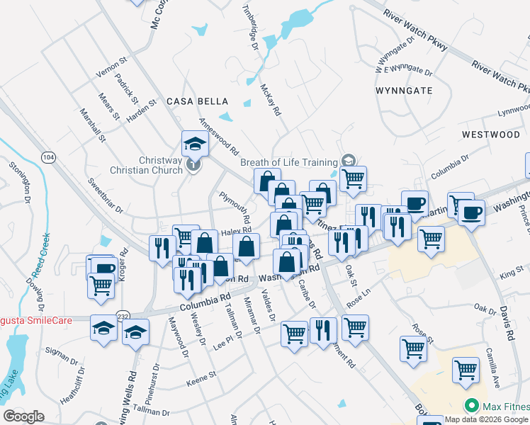 map of restaurants, bars, coffee shops, grocery stores, and more near 3904 Haley Rd in Martinez