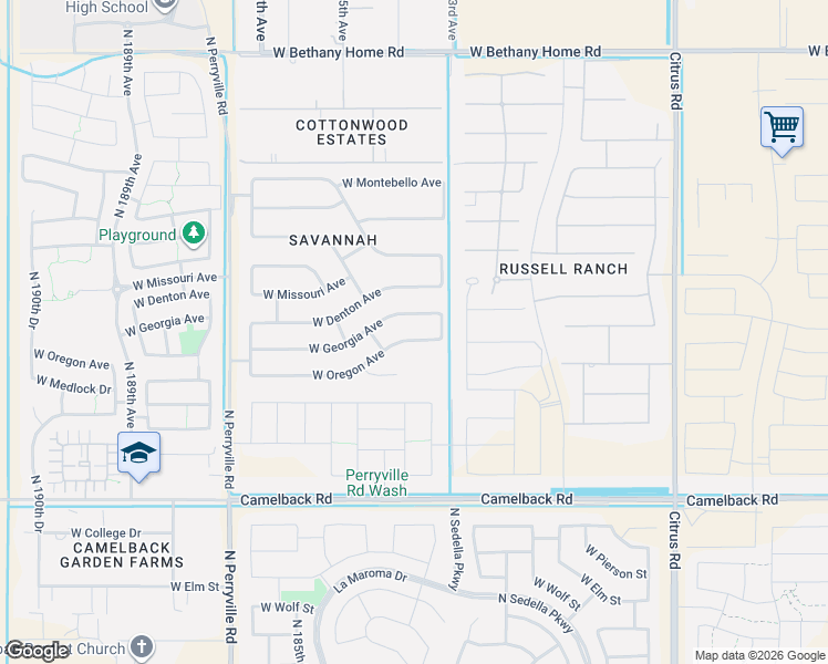 map of restaurants, bars, coffee shops, grocery stores, and more near 18339 West Oregon Avenue in Litchfield Park