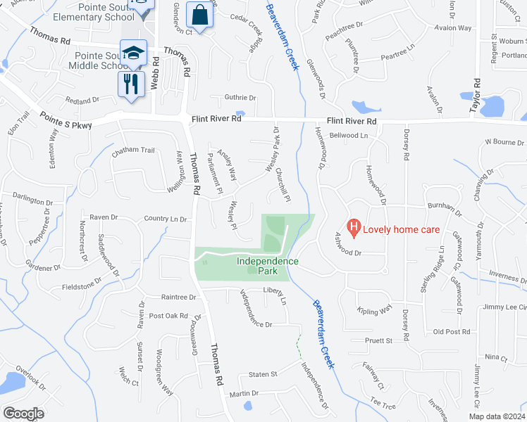 map of restaurants, bars, coffee shops, grocery stores, and more near 403 Sir William Court in Jonesboro