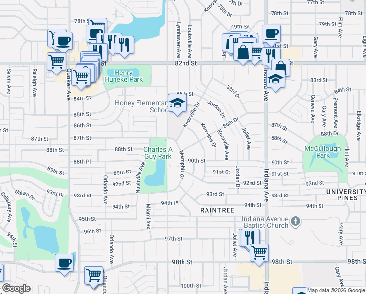 map of restaurants, bars, coffee shops, grocery stores, and more near 9000 Memphis Drive in Lubbock