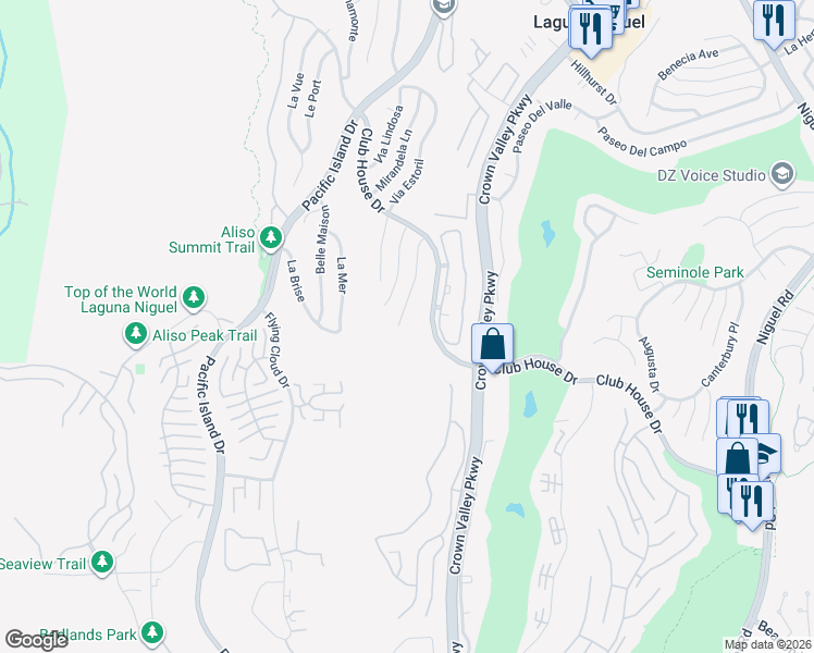 map of restaurants, bars, coffee shops, grocery stores, and more near 30942 Calle Moraga in Laguna Niguel