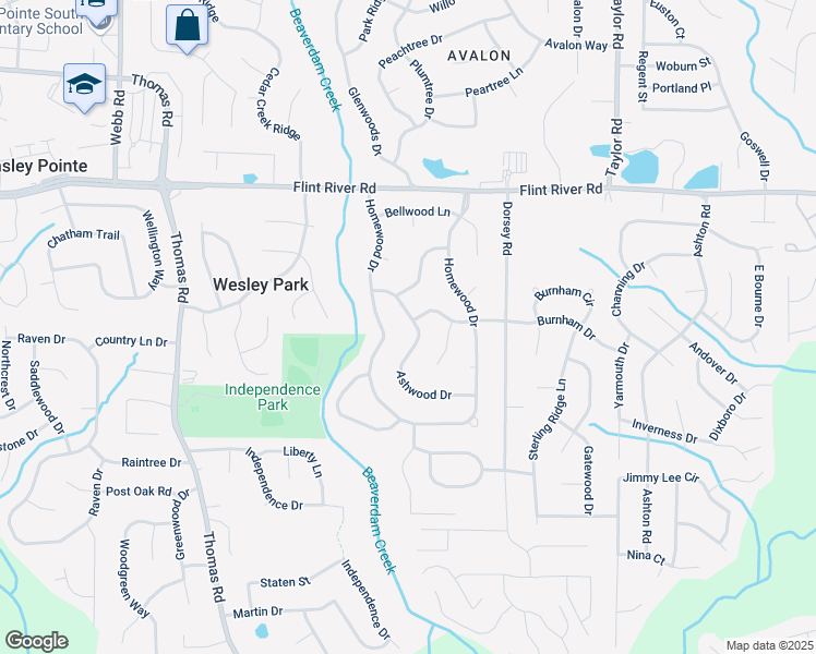 map of restaurants, bars, coffee shops, grocery stores, and more near 8857 Ashwood Drive in Riverdale