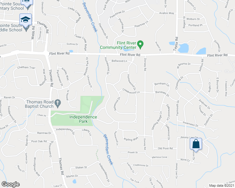 map of restaurants, bars, coffee shops, grocery stores, and more near 8857 Ashwood Drive in Riverdale