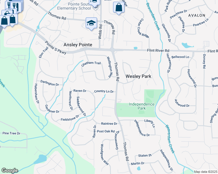 map of restaurants, bars, coffee shops, grocery stores, and more near 8859 Thomas Road in Jonesboro