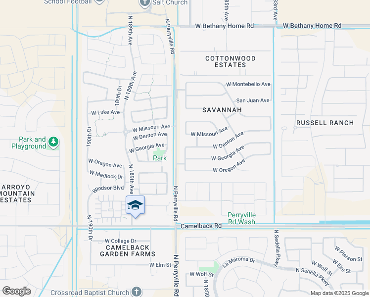 map of restaurants, bars, coffee shops, grocery stores, and more near 18711 West Denton Avenue in Litchfield Park