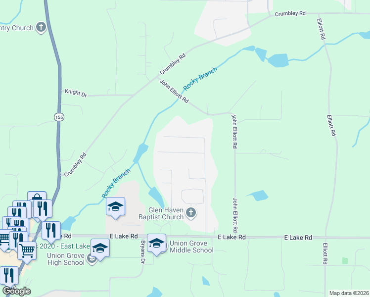 map of restaurants, bars, coffee shops, grocery stores, and more near 195 Shelton Drive in McDonough