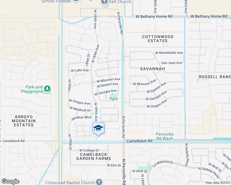 map of restaurants, bars, coffee shops, grocery stores, and more near 18711 West Denton Avenue in Litchfield Park