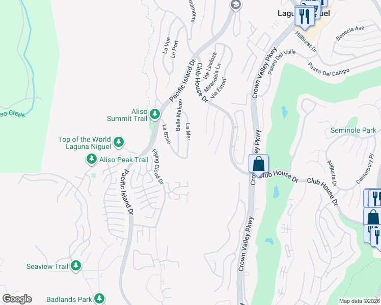 map of restaurants, bars, coffee shops, grocery stores, and more near 30932 La Mer in Laguna Niguel