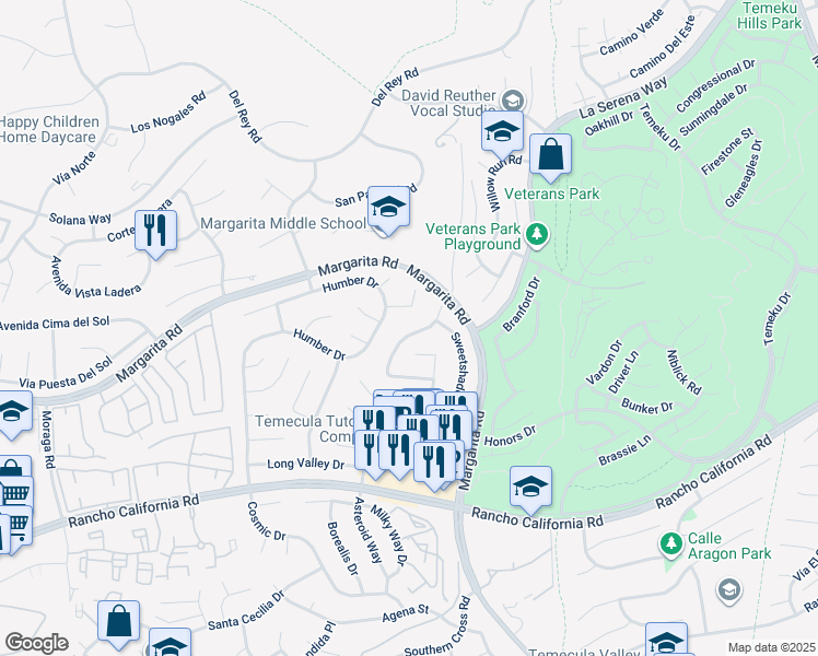 map of restaurants, bars, coffee shops, grocery stores, and more near 41985 Kaffirboom Court in Temecula