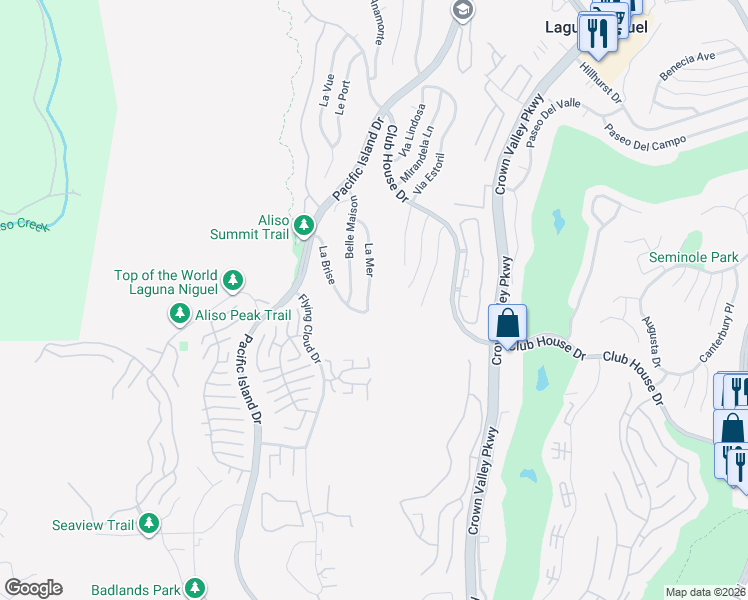 map of restaurants, bars, coffee shops, grocery stores, and more near 30932 La Mer in Laguna Niguel