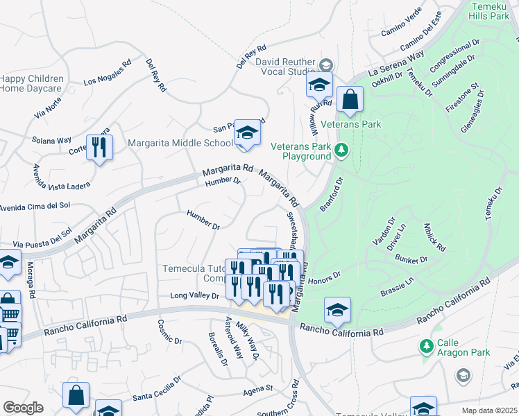 map of restaurants, bars, coffee shops, grocery stores, and more near 41985 Kaffirboom Court in Temecula