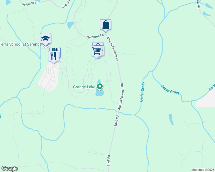 map of restaurants, bars, coffee shops, grocery stores, and more near 10539 Serenbe Lane in Palmetto