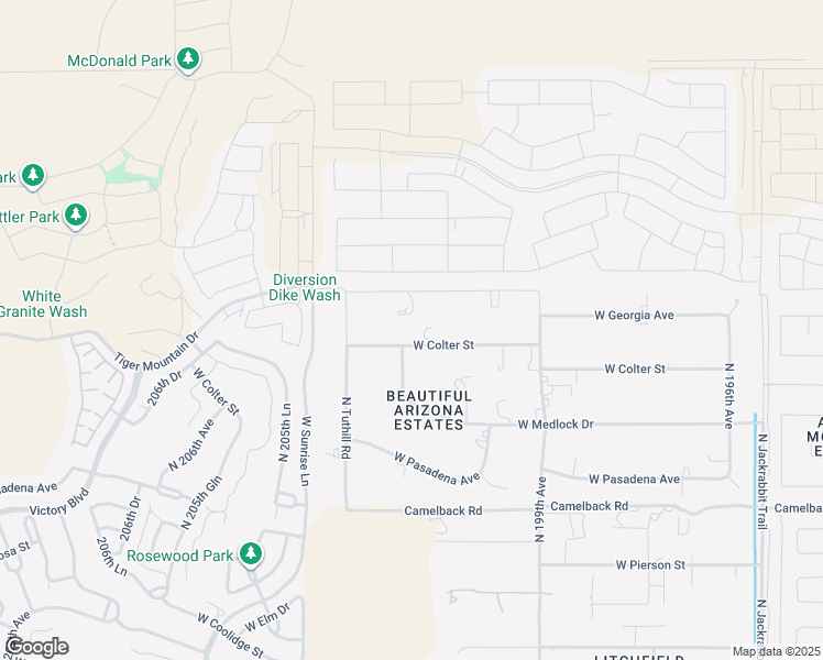 map of restaurants, bars, coffee shops, grocery stores, and more near 20112 West Colter Street in Litchfield Park