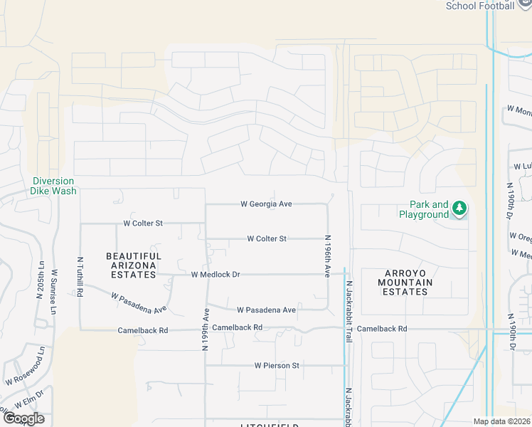 map of restaurants, bars, coffee shops, grocery stores, and more near 19711 West Georgia Avenue in Litchfield Park