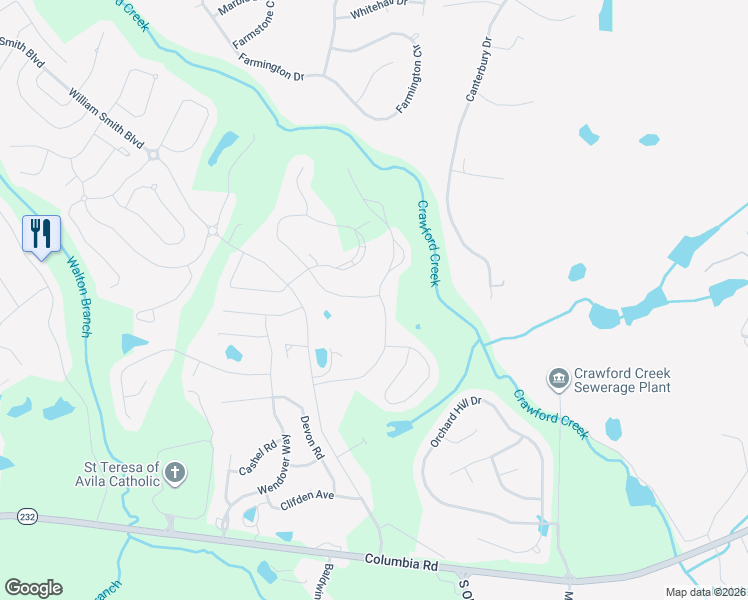 map of restaurants, bars, coffee shops, grocery stores, and more near 204 North Old Belair Road in Grovetown
