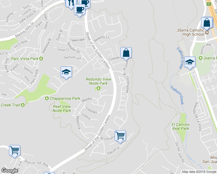 map of restaurants, bars, coffee shops, grocery stores, and more near 21 Redondo in Laguna Niguel