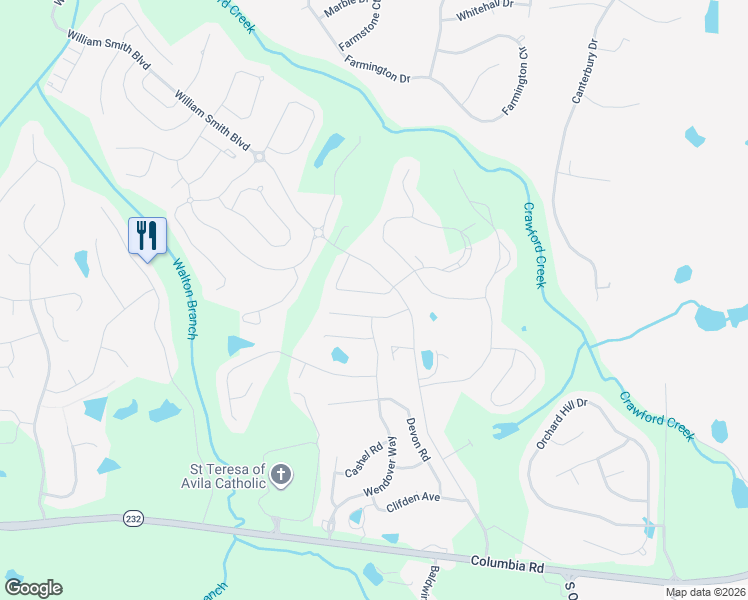 map of restaurants, bars, coffee shops, grocery stores, and more near 417 Longmeadow Drive in Grovetown