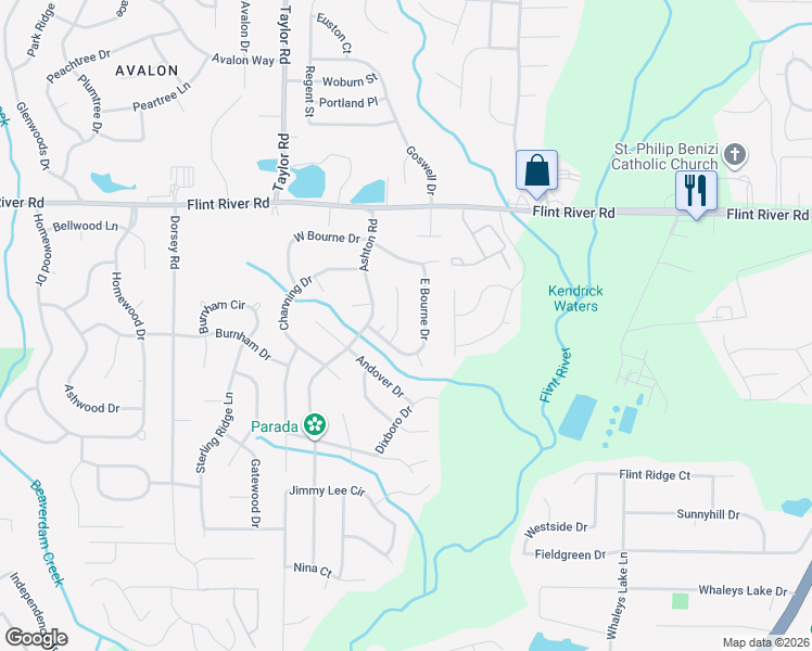 map of restaurants, bars, coffee shops, grocery stores, and more near 8833 East Bourne Drive in Jonesboro