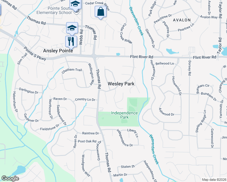 map of restaurants, bars, coffee shops, grocery stores, and more near 8828 Parliament Place in Jonesboro