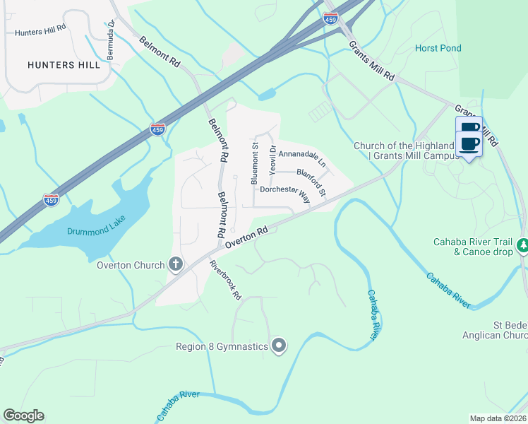 map of restaurants, bars, coffee shops, grocery stores, and more near 5633 Hampton Road in Irondale